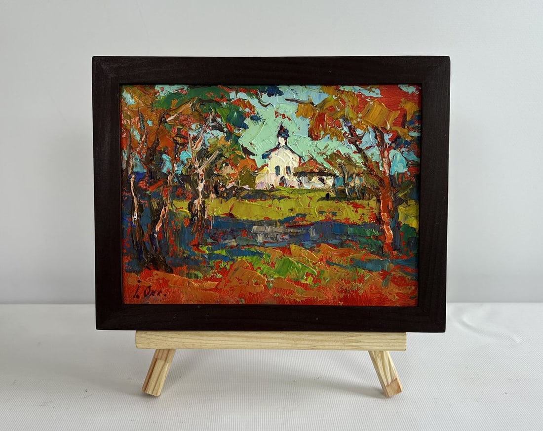 Oil painting Autumn bell ringing of the church tower Oksana Kalenyuk (1 of 8)