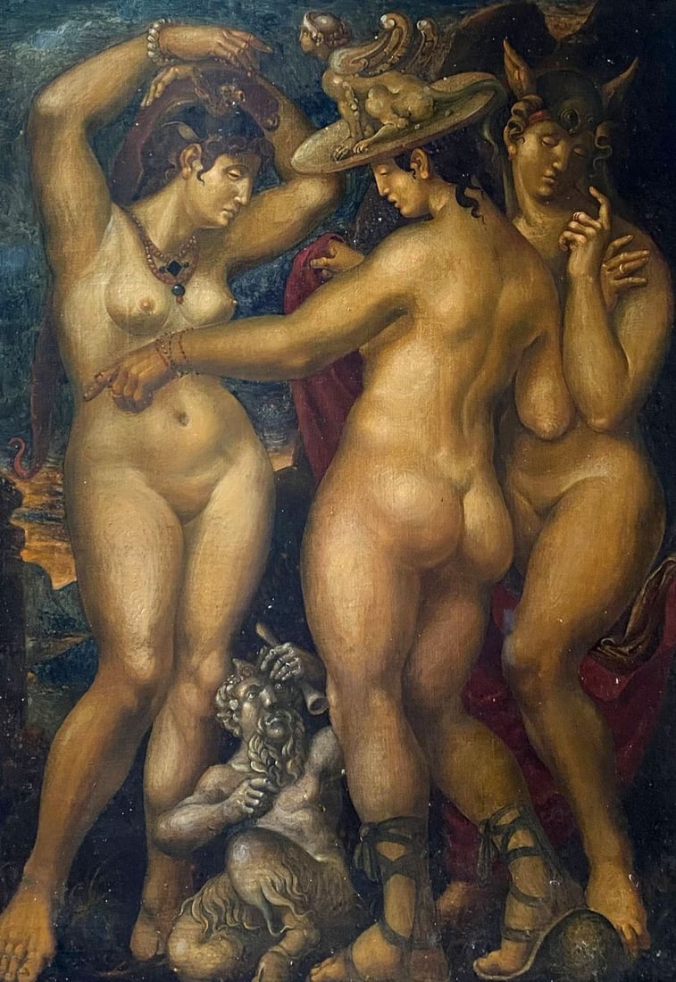 Oil painting Three Graces Litvinov Oleg Arkad'yevich: Title: Oil painting Three Graces Litvinov Oleg Arkad'yevich Description: No. Litv 361 *** ABOUT THIS PAINTING *** * TITLE: "Three Graces" * ARTISTS: Litvinov Oleg Arkad'yevich * SIZE: 45x75