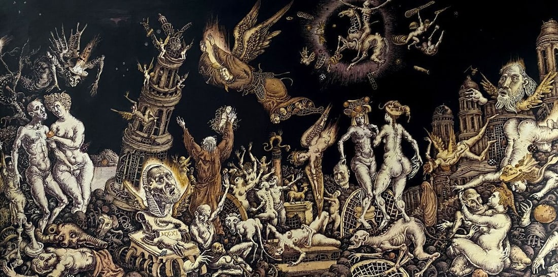 Watercolor painting Apocalypse Litvinov Oleg Arkad'yevich: Title: Watercolor painting Apocalypse Litvinov Oleg Arkad'yevich Description: No. Litv 384 *** ABOUT THIS PAINTING *** * TITLE: "Apocalypse" * ARTISTS: Litvinov Oleg Arkad'yevich * SIZE: 43.5x77