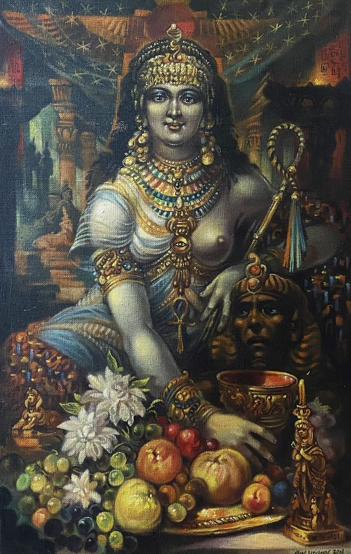 Oil painting Cleopatra Alexander Arkadievich Litvinov: Title: Oil painting Cleopatra Alexander Arkadievich Litvinov Description: No. Litv 90 *** ABOUT THIS PAINTING *** * TITLE: "Cleopatra" * ARTISTS: Alexander Arkadievich Litvinov * SIZE: 39.5x62 cm/'15.