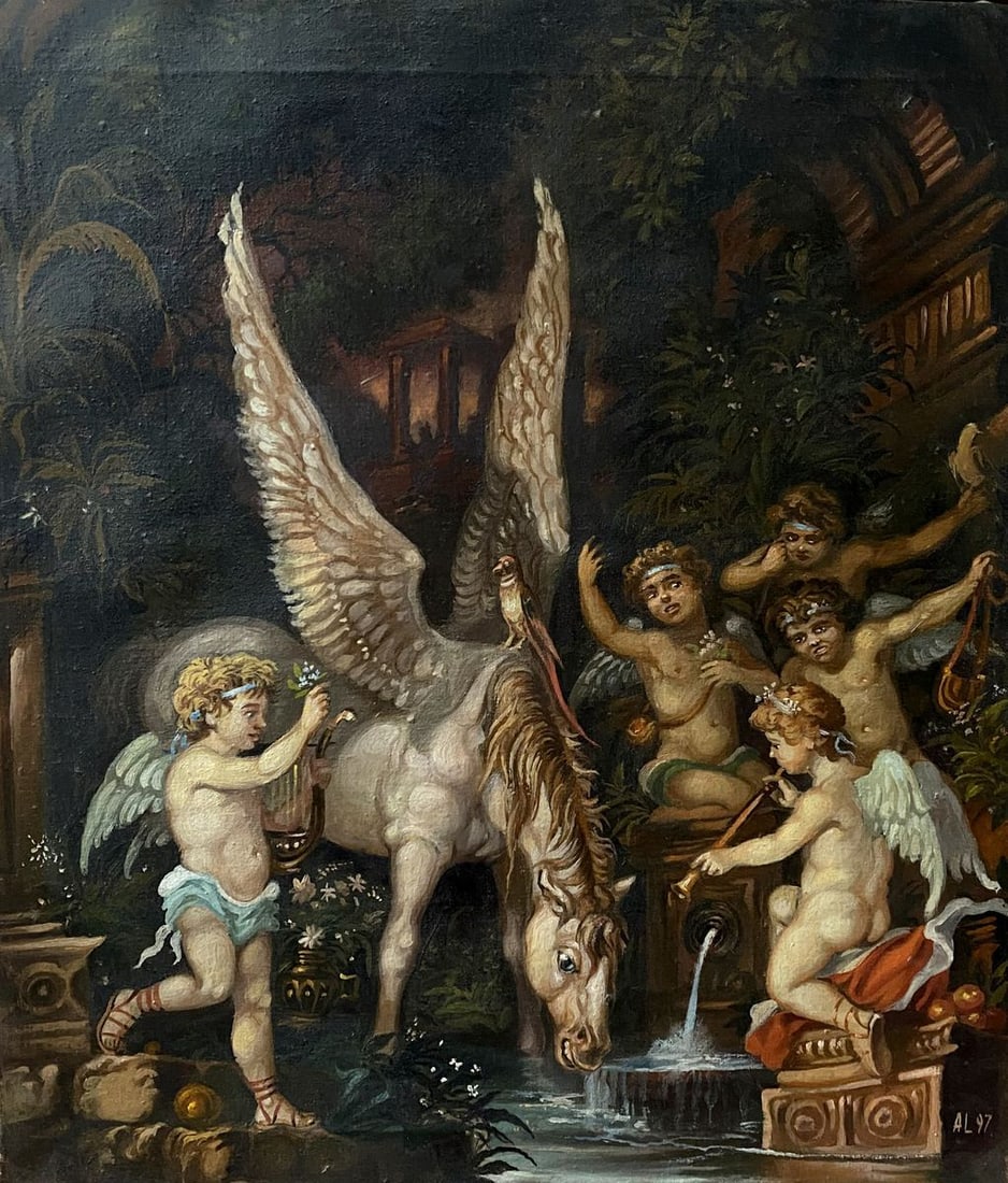 Oil painting Pegasus and Cupids Alexander Arkadievich Litvinov (1 of 10)