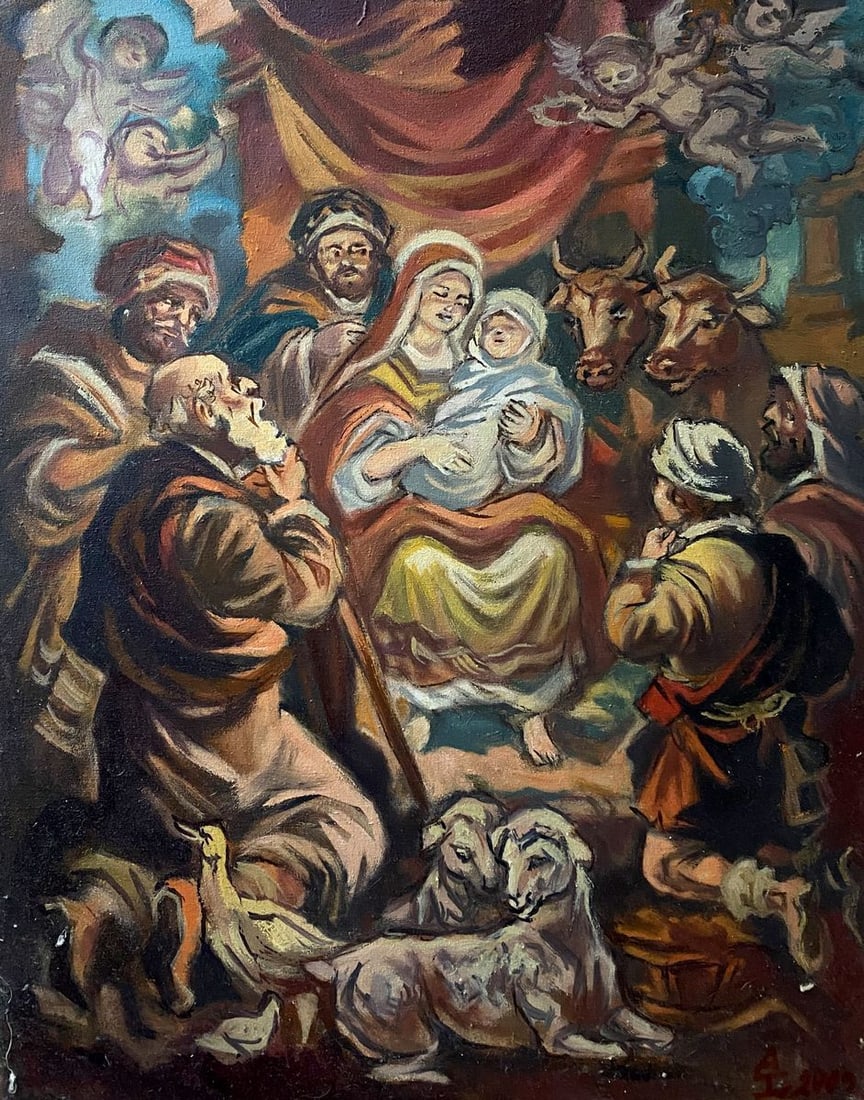 Oil painting Christmas Alexander Arkadievich Litvinov (1 of 10)