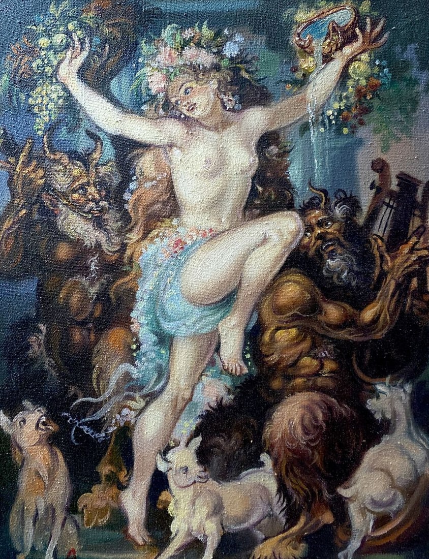 Oil painting Bacchante Alexander Arkadievich Litvinov (1 of 11)