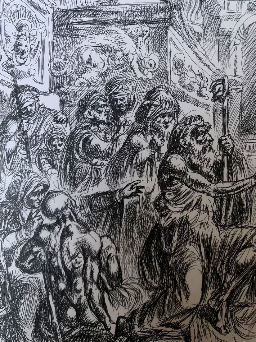 Pen painting Healing of the Blind Man of Jericho Alexander Arkadievich Litvinov - 4