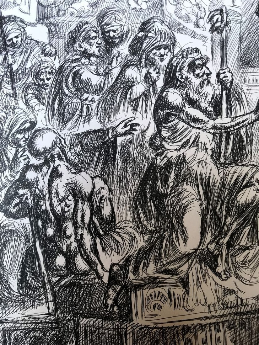 Pen painting Healing of the Blind Man of Jericho Alexander Arkadievich Litvinov - 5