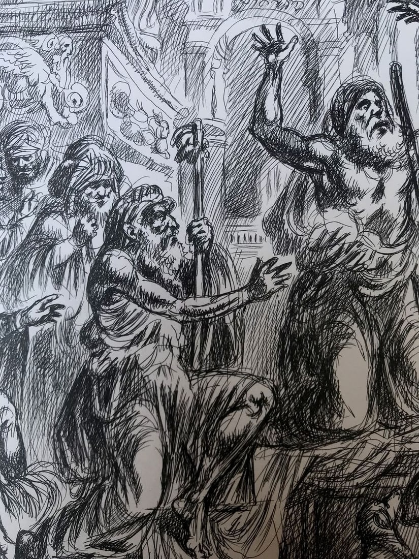 Pen painting Healing of the Blind Man of Jericho Alexander Arkadievich Litvinov - 6