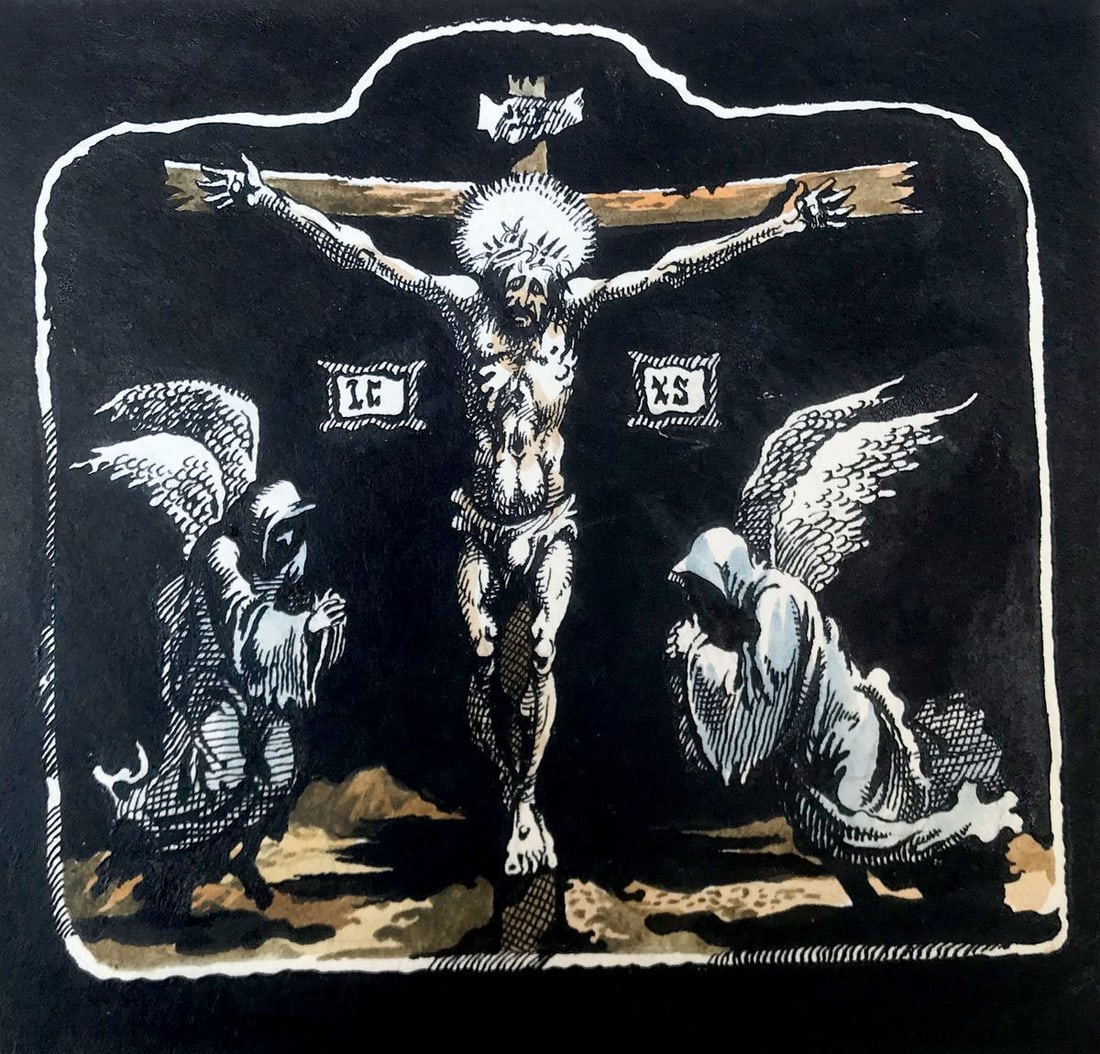 Colored pen painting Crucifixion of Jesus Christ Alexander Arkadievich Litvinov (1 of 12)