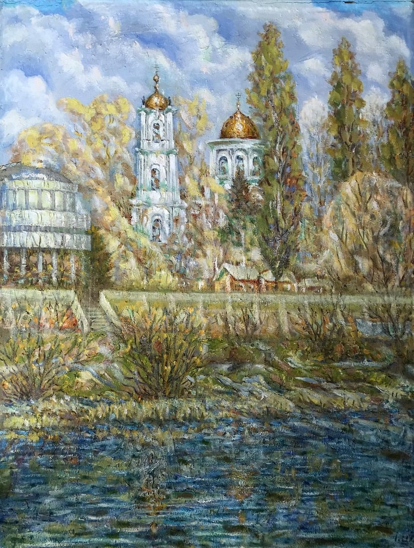 Oil painting The glorious city of Sumy Shapoval Ivan Leontyevich: Title: Oil painting The glorious city of Sumy Shapoval Ivan Leontyevich Description: No. AAA3049 "Glorious City of Sumy" is a captivating oil painting that beautifully captures the serene beauty of a