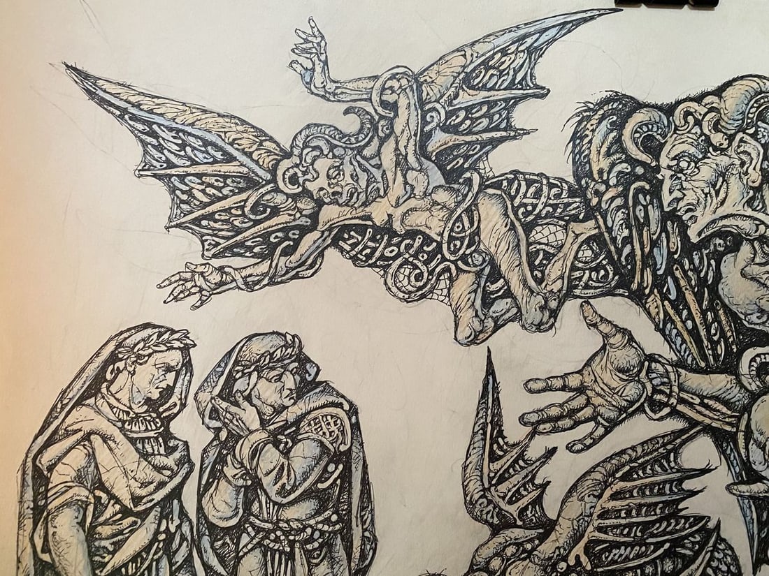 Pencil ,mascara, painting "Series of paintings" Dante "Divine Comedy"" Litvinov Oleg Arkad'yevich - 8