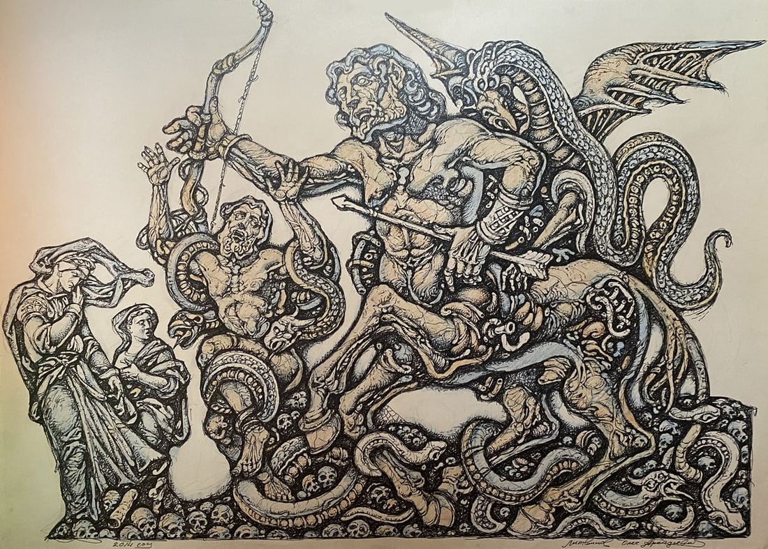 Pencil ,mascara, painting "Series of paintings" Dante "Divine Comedy"" Litvinov Oleg Arkad'yevich (1 of 12)