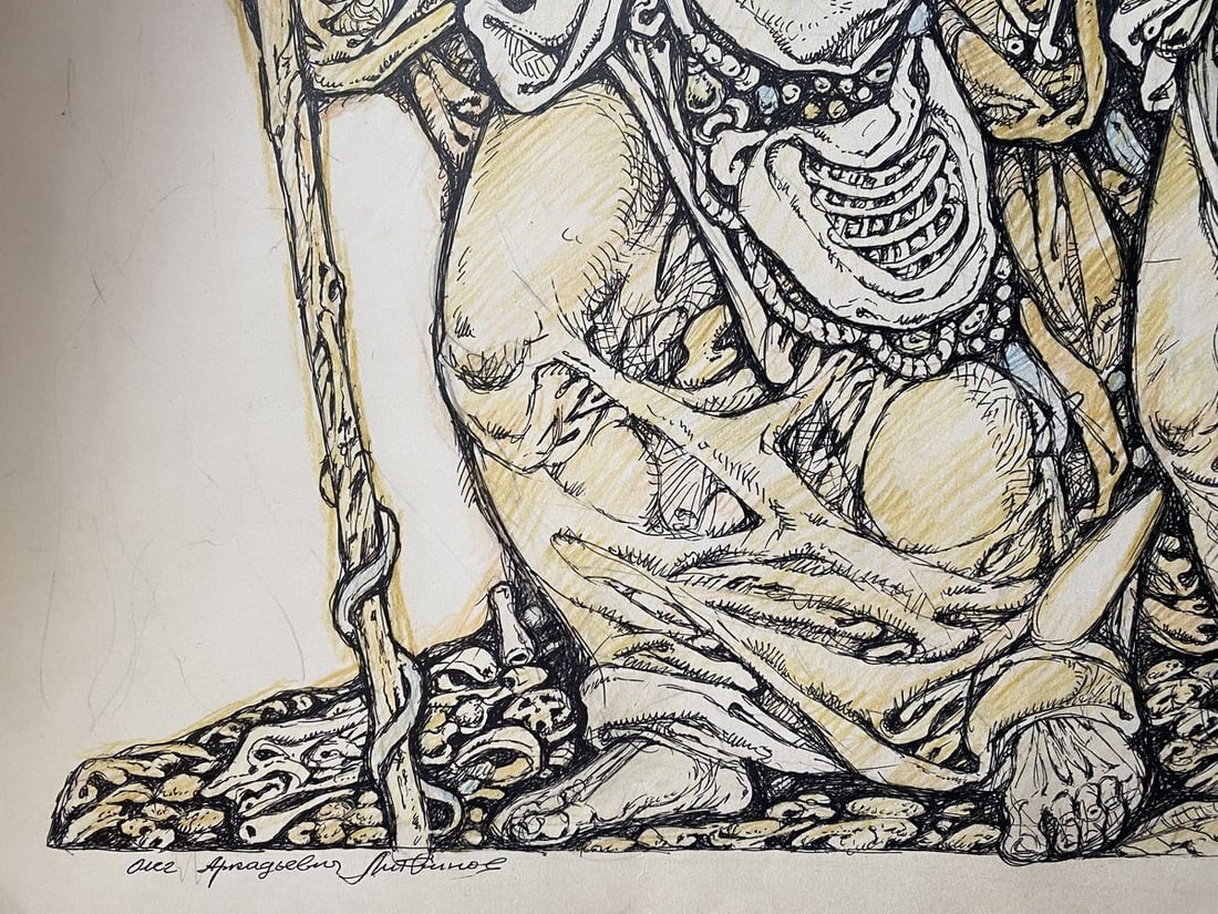 Pencil ,mascara, painting Lot and daughters Litvinov Oleg Arkad'yevich - 3