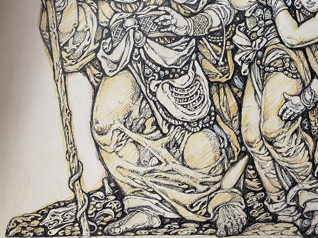 Pencil ,mascara, painting Lot and daughters Litvinov Oleg Arkad'yevich - 8