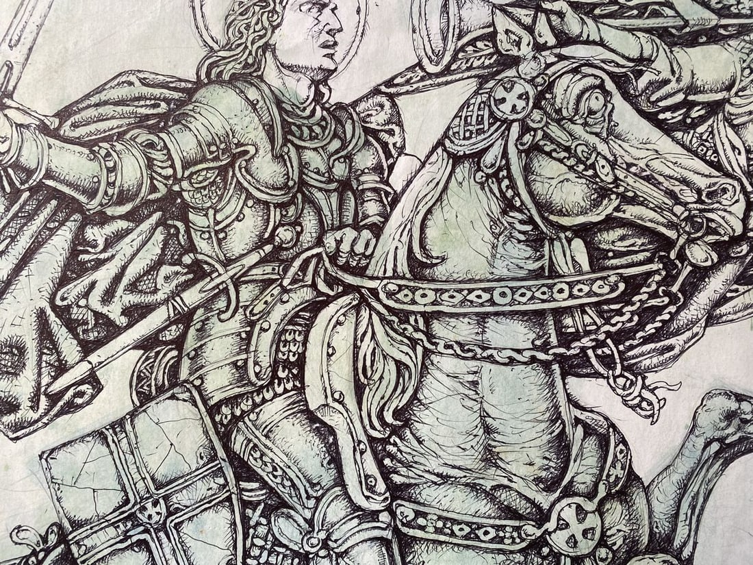 Watercolor ,mascara, painting George the Victorious Litvinov Oleg Arkad'yevich - 7