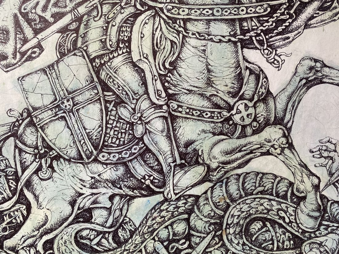 Watercolor ,mascara, painting George the Victorious Litvinov Oleg Arkad'yevich - 8