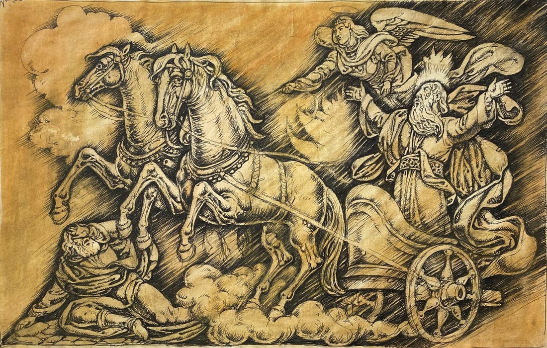 Watercolor, mascara, painting Ilya the Prophet Litvinov Oleg Arkad'yevich (1 of 8)