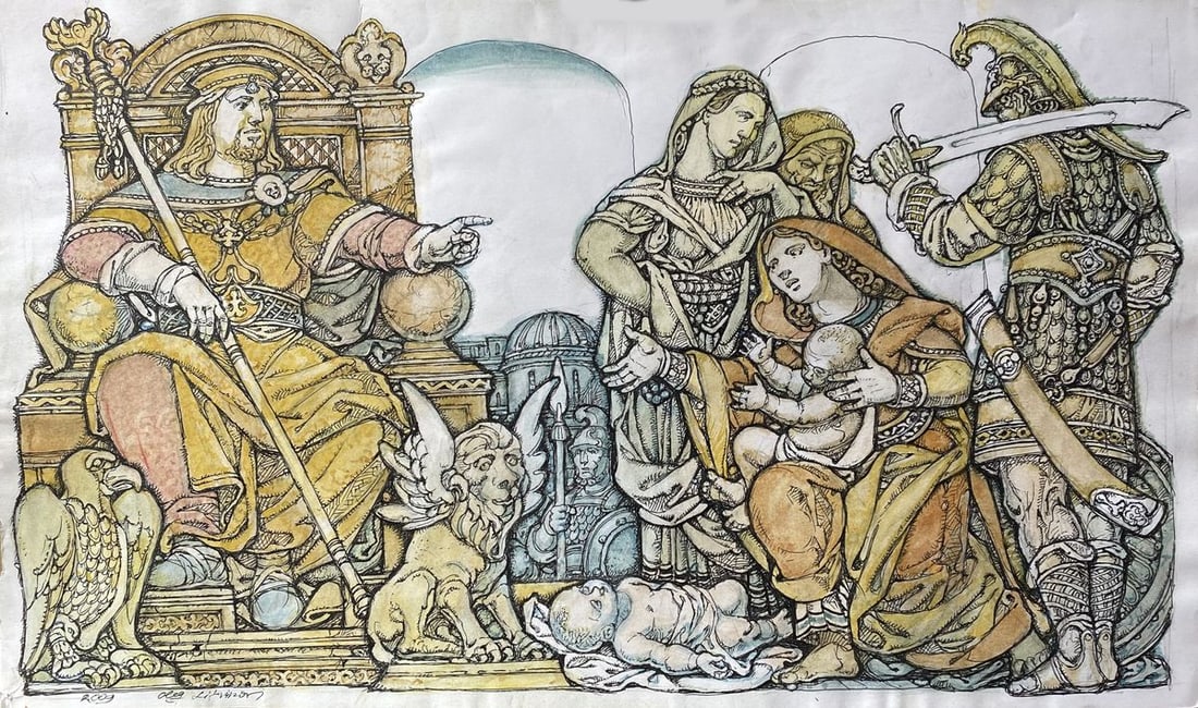 Watercolor, mascara, painting King Solomon Litvinov Oleg Arkad'yevich: Title: Watercolor, mascara, painting King Solomon Litvinov Oleg Arkad'yevich Description: No. Litv 827 *** ABOUT THIS PAINTING *** * TITLE: "King Solomon" * ARTISTS: Litvinov Oleg Arkad'yevich * SIZE: