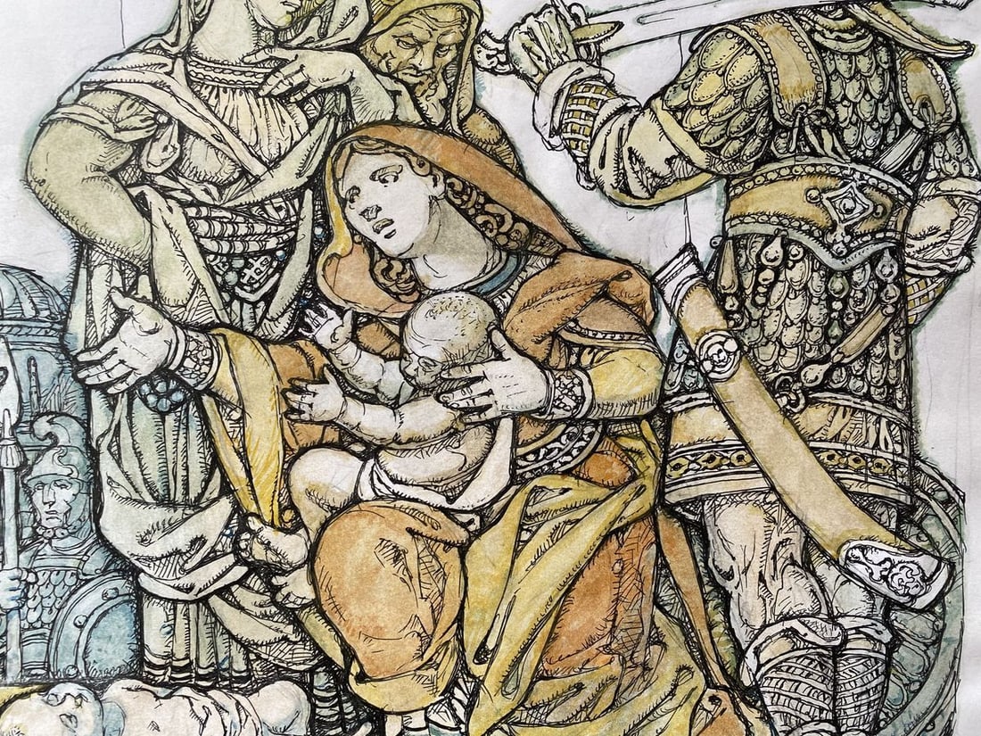 Watercolor, mascara, painting King Solomon Litvinov Oleg Arkad'yevich - 3