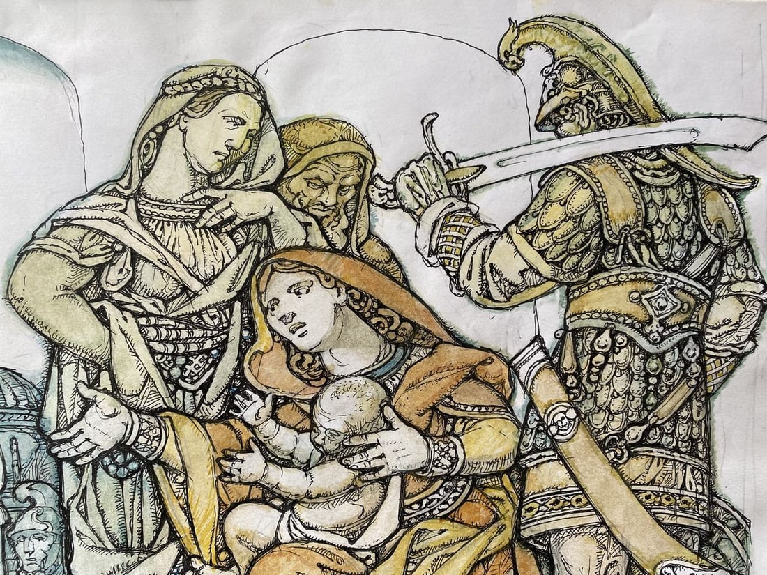 Watercolor, mascara, painting King Solomon Litvinov Oleg Arkad'yevich - 4