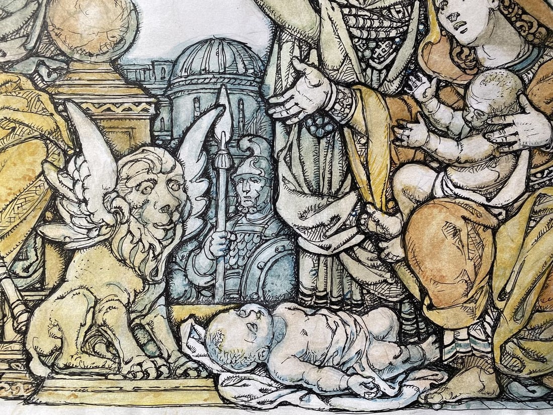 Watercolor, mascara, painting King Solomon Litvinov Oleg Arkad'yevich - 5