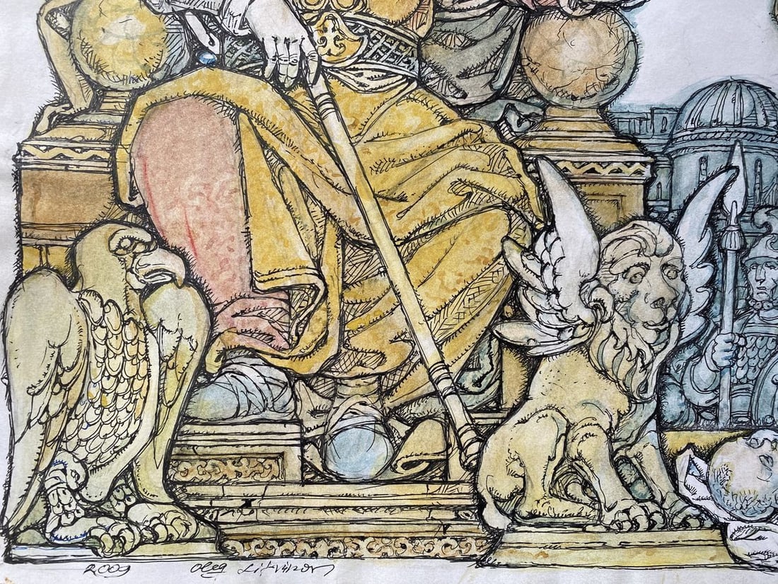 Watercolor, mascara, painting King Solomon Litvinov Oleg Arkad'yevich - 6