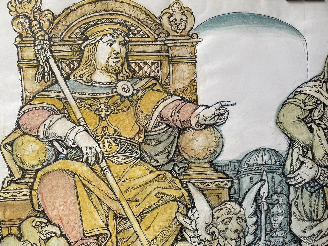 Watercolor, mascara, painting King Solomon Litvinov Oleg Arkad'yevich - 8