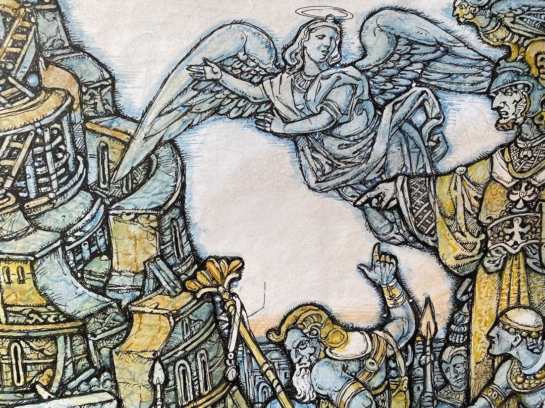 Watercolor, pencil, mascara, painting Babylon Litvinov Oleg Arkad'yevich - 5