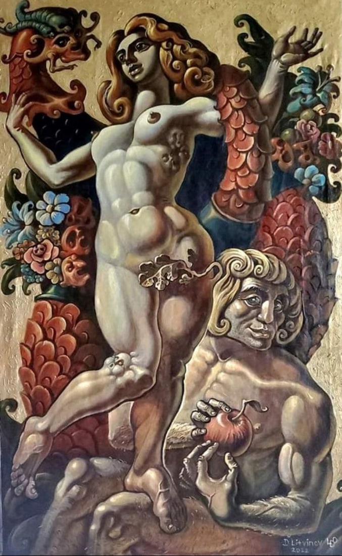 Oil painting Adam and Eve Litvinov Daniil Olegovich: Title: Oil painting Adam and Eve Litvinov Daniil Olegovich Description: No. Litv 1069 *** ABOUT THIS PAINTING *** * TITLE: "Adam and Eve" * ARTISTS: Litvinov Daniil Olegovich * SIZE: 115x70