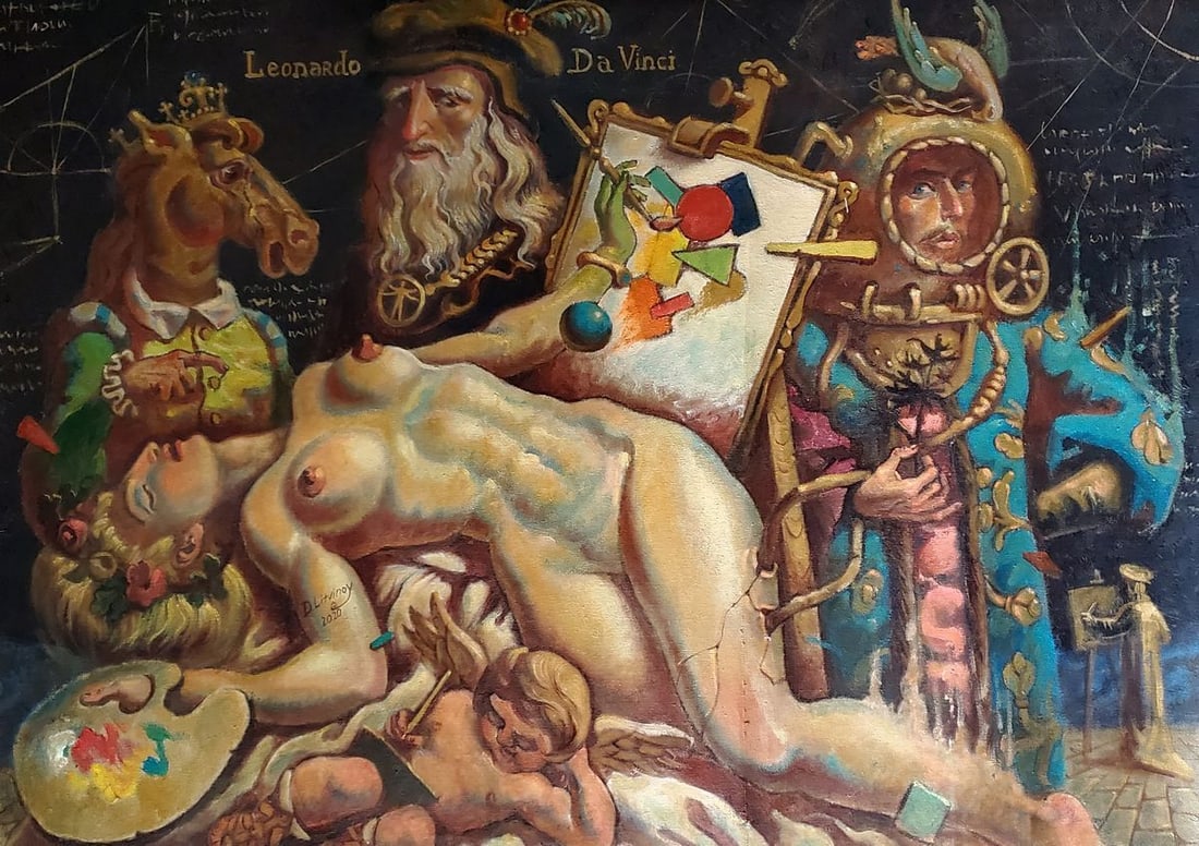 Oil painting The dream of Leonardo da Vinci Litvinov Daniil Olegovich (1 of 11)