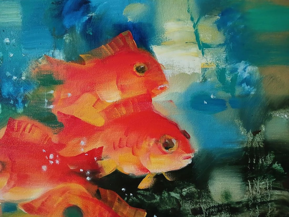Abstract oil painting Amazing red fish Anatoly Tarabanov - 5
