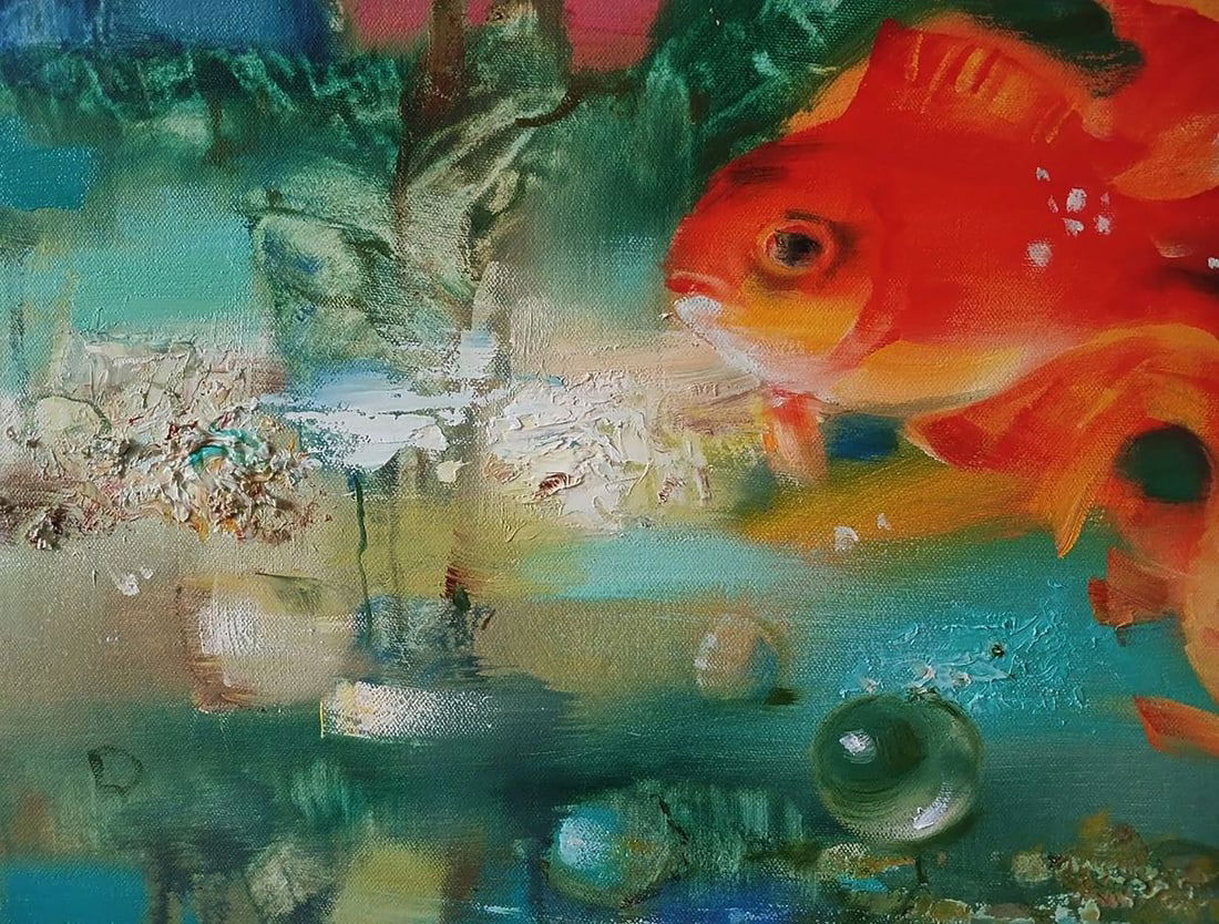 Abstract oil painting Amazing red fish Anatoly Tarabanov - 6