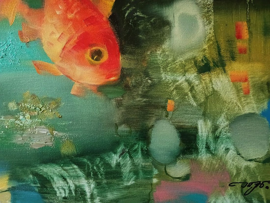 Abstract oil painting Amazing red fish Anatoly Tarabanov - 8