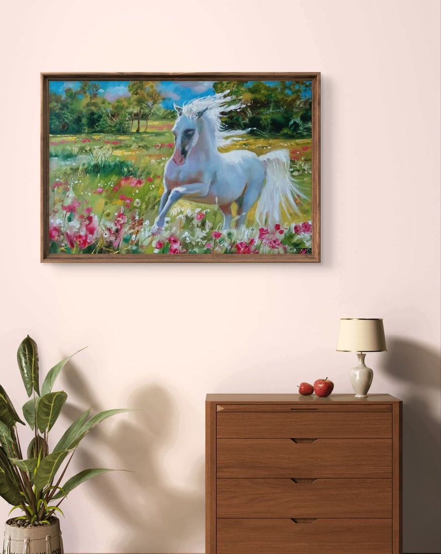 Oil painting A white horse gallops Anatoly Tarabanov - 3