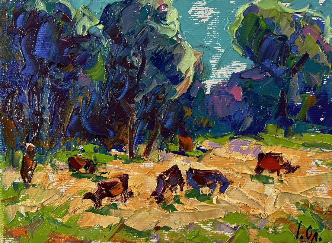Oil painting Flock in the meadows Oleksiy Ivanyuk - 3