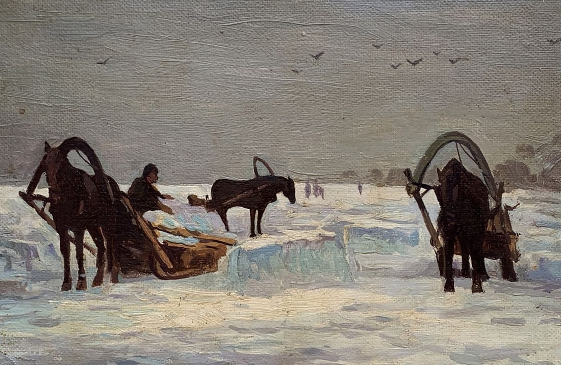 Oil painting Horses galloping in the morning light Unknown artist (1 of 7)