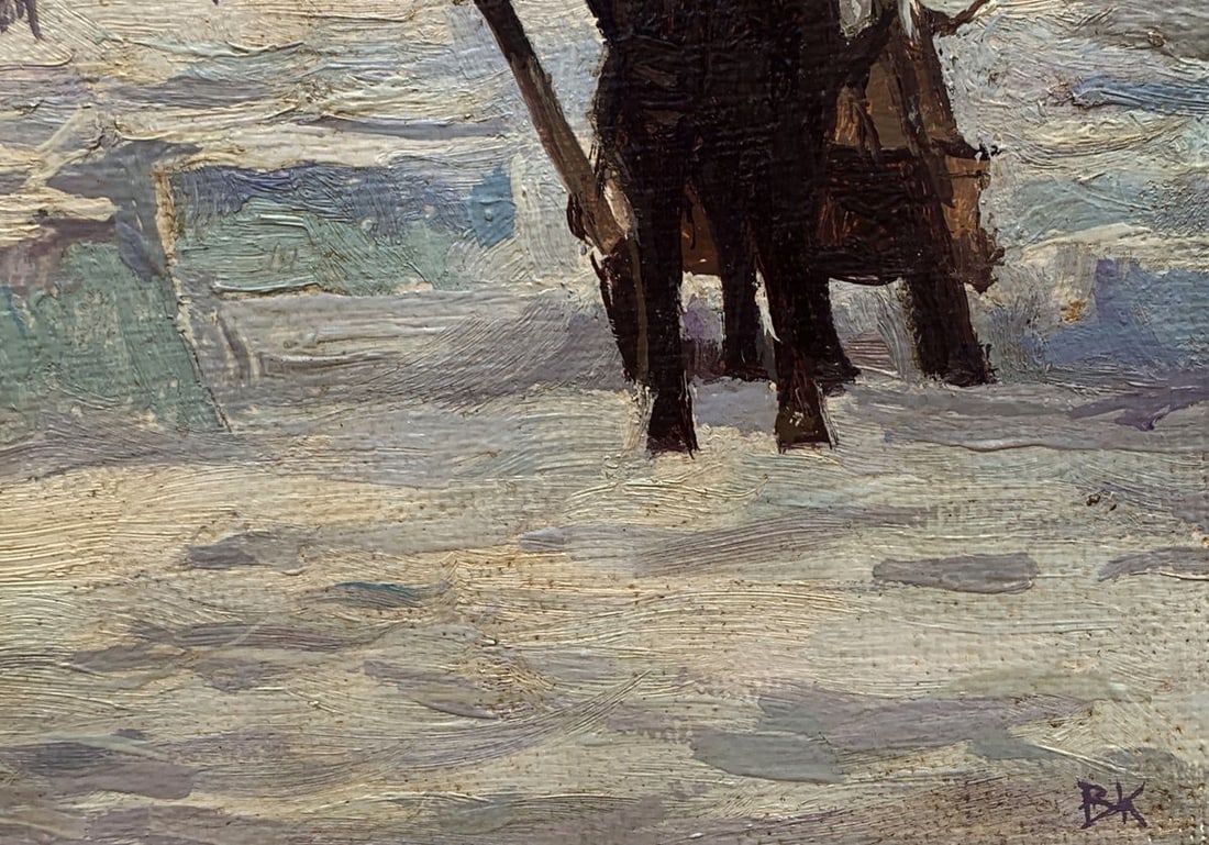 Oil painting Horses galloping in the morning light Unknown artist - 2