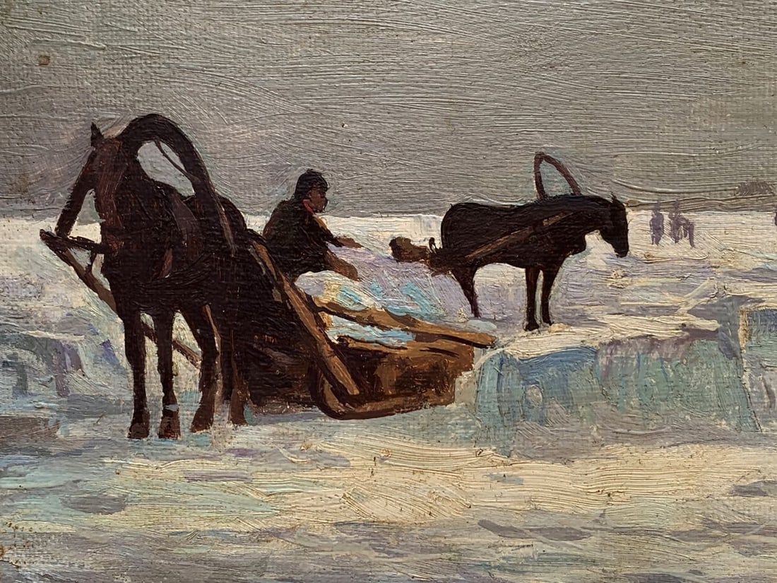 Oil painting Horses galloping in the morning light Unknown artist - 4