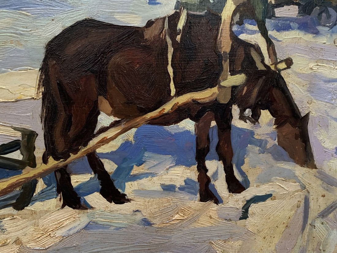 Oil painting Frosty air and the creak of a sledge Unknown artist - 4