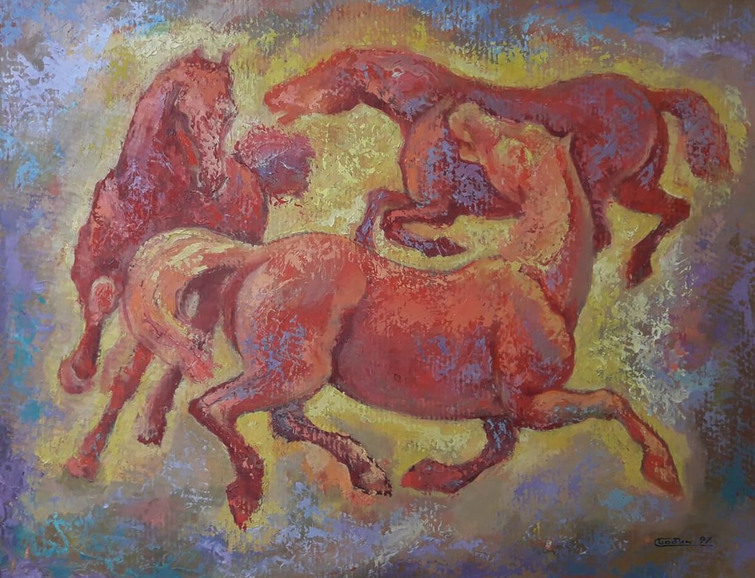 Oil painting Horses running in circles Vasily Korkishko (1 of 6)