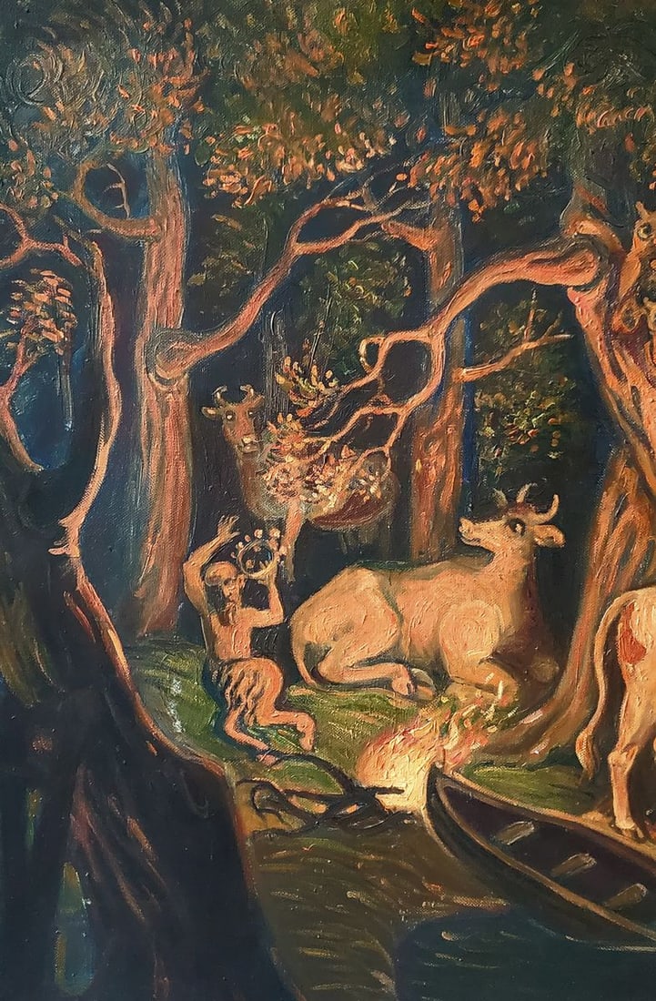 Oil painting Fairytale night in the forest Daniil Litvinov - 3