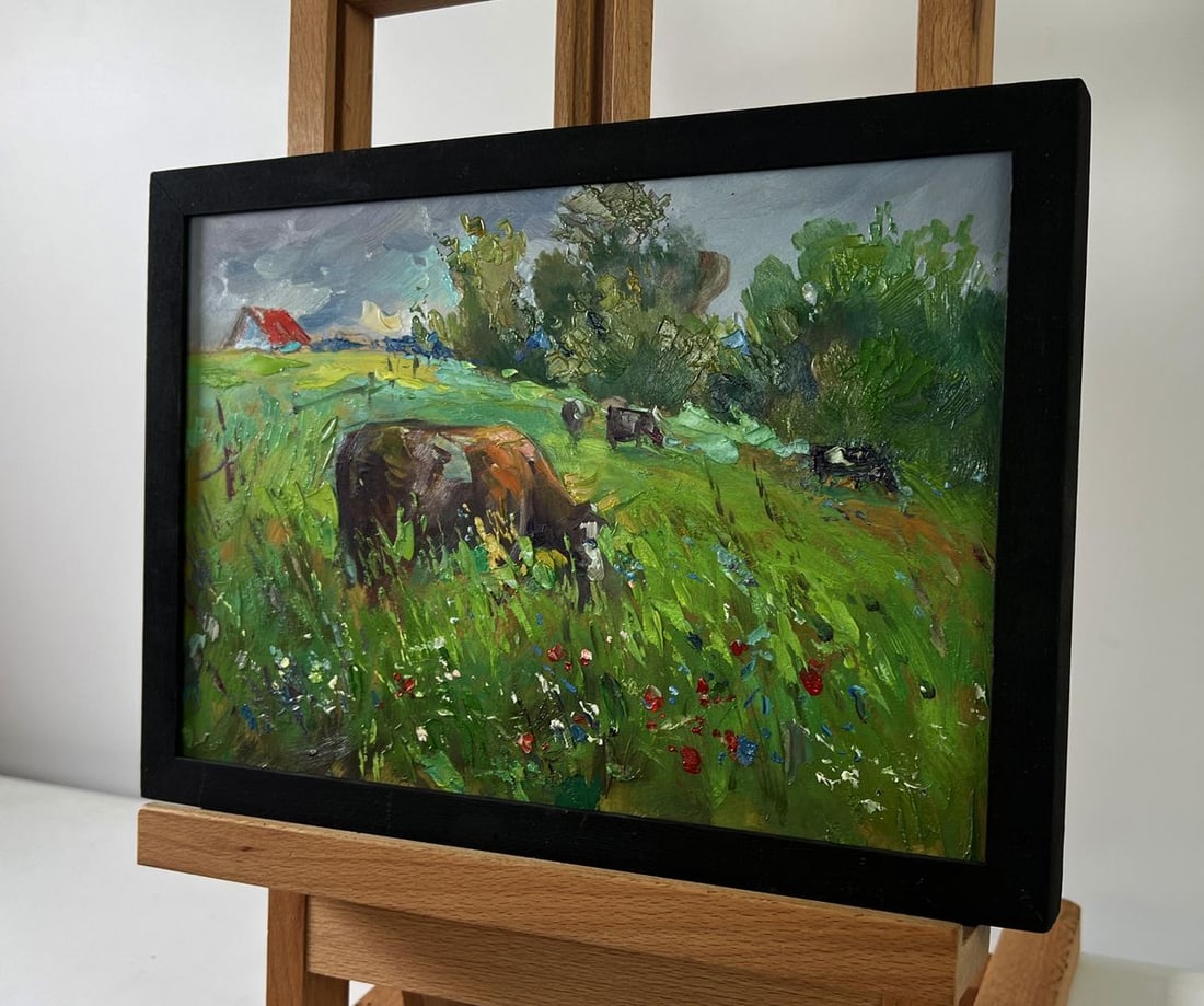 Oil painting Cows in a flower field Yuriy Suprunchuk - 2