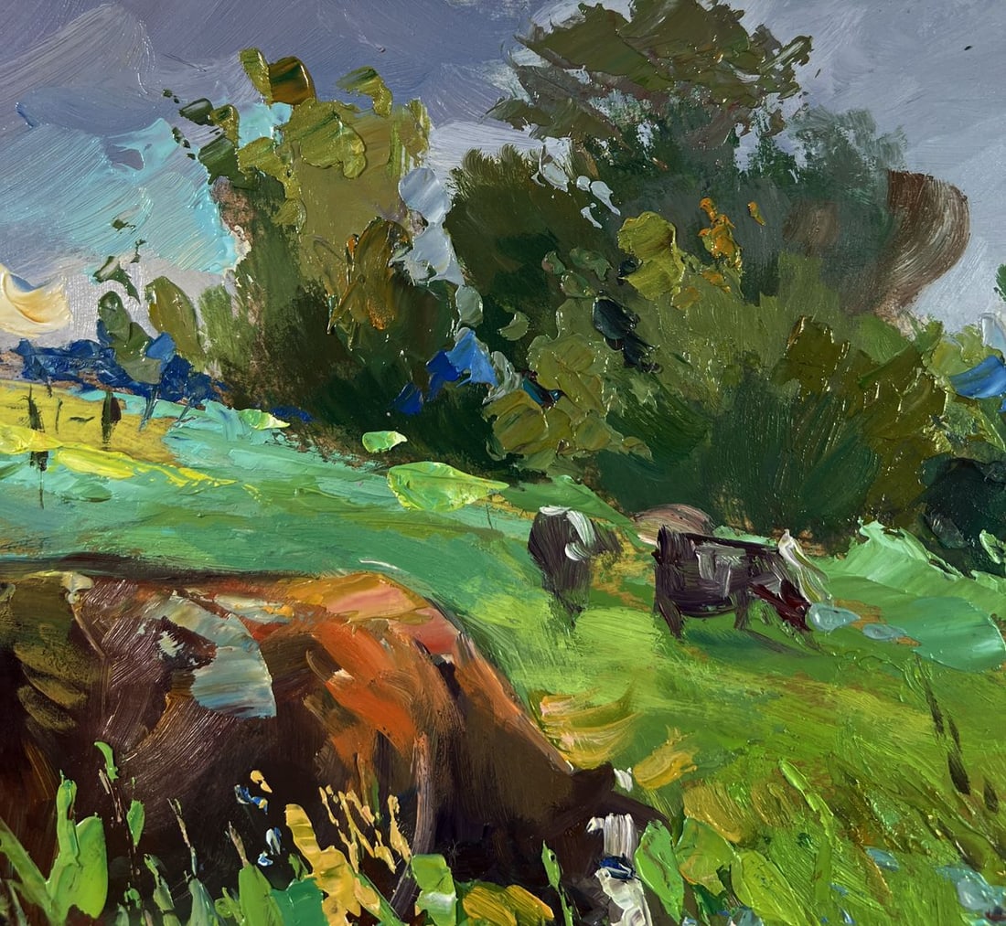 Oil painting Cows in a flower field Yuriy Suprunchuk - 5