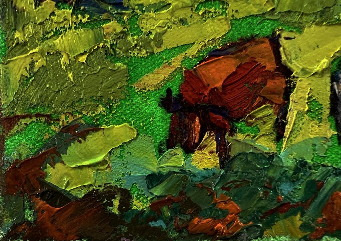 Oil painting Cows are grazing in the meadow Oksana Ivanyuk - 6