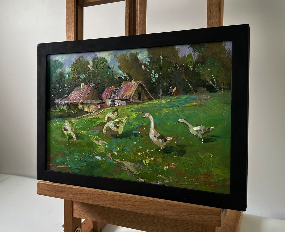 Oil painting Geese in the village Yuriy Suprunchuk - 2