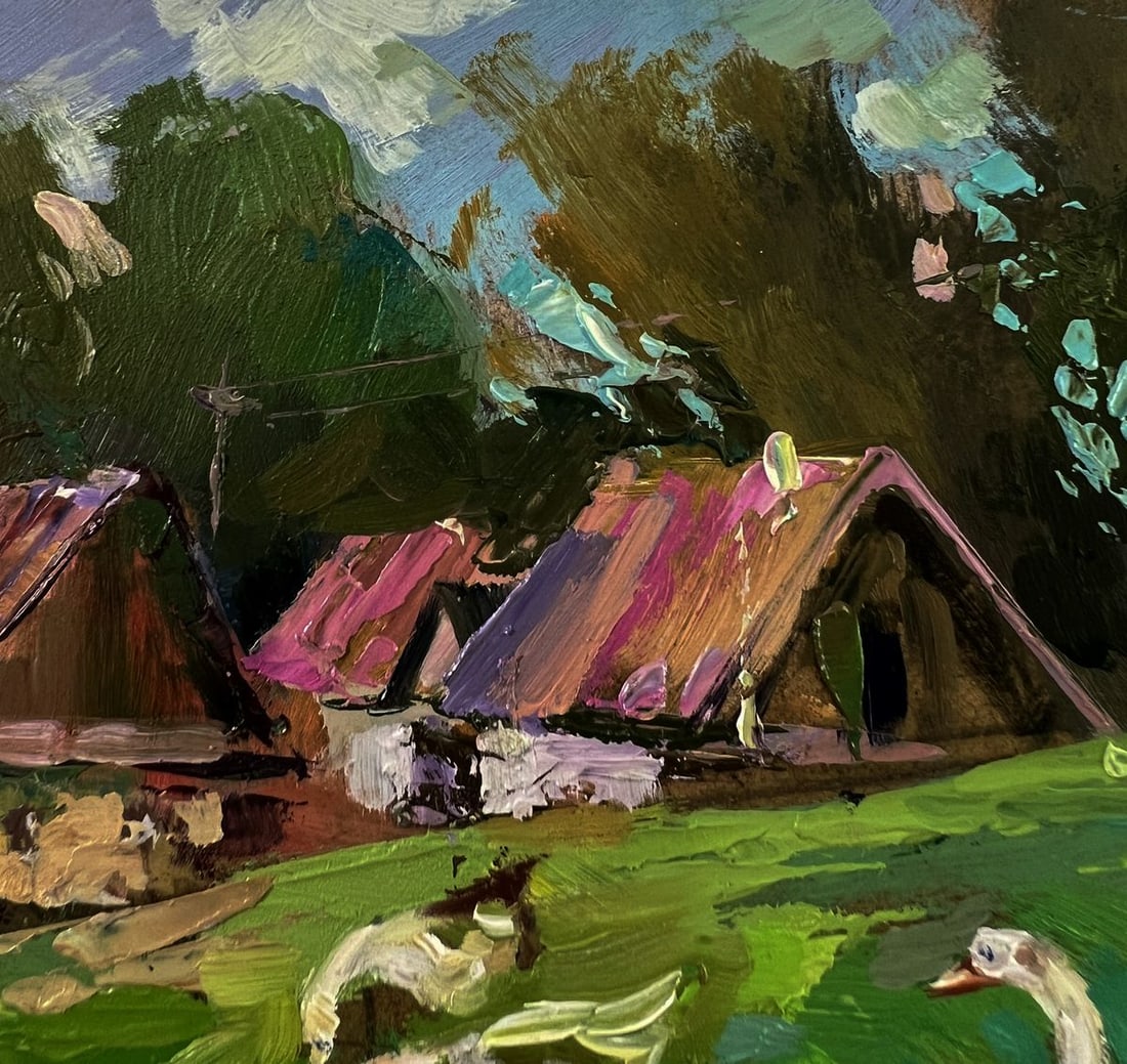 Oil painting Geese in the village Yuriy Suprunchuk - 5