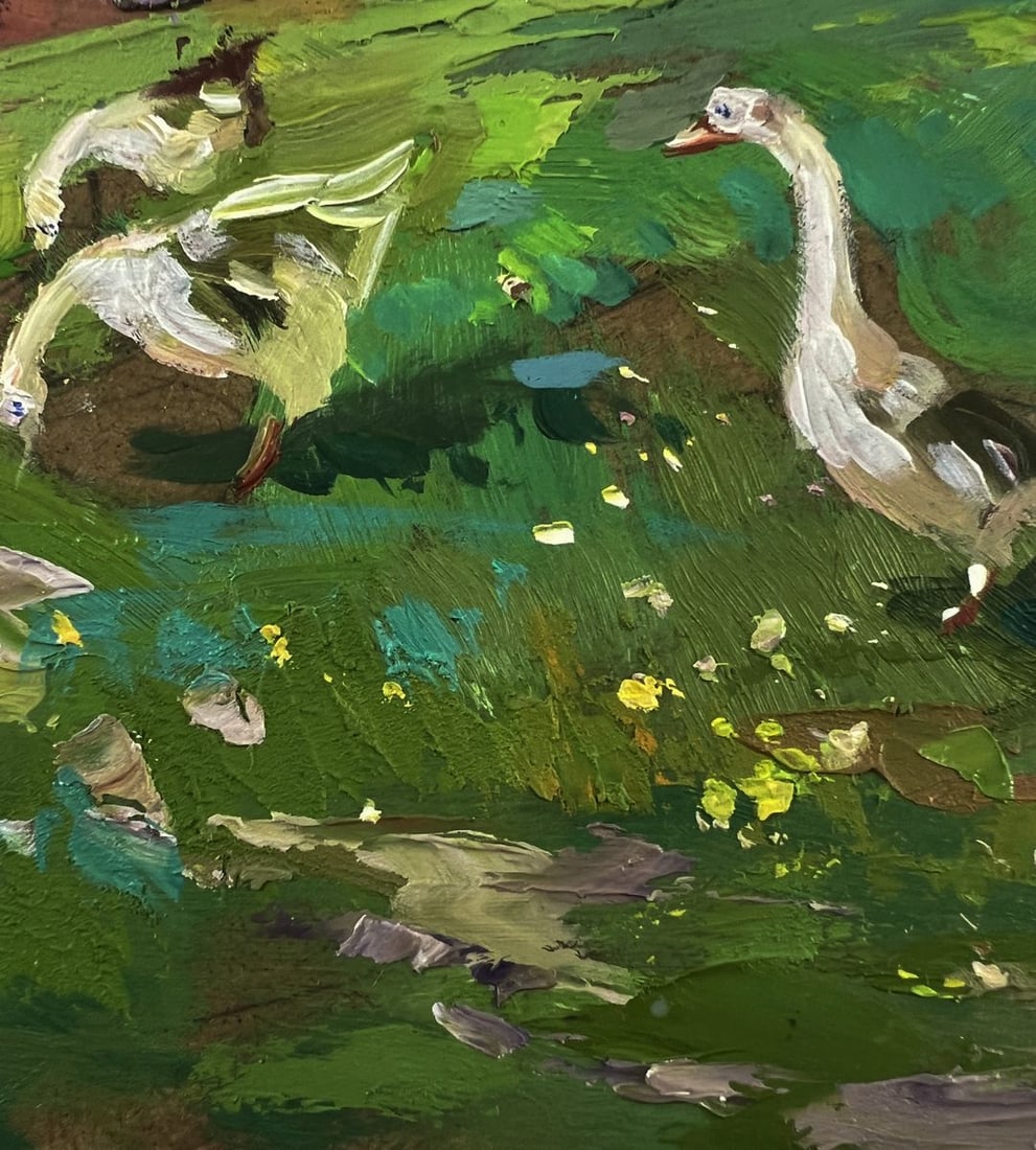 Oil painting Geese in the village Yuriy Suprunchuk - 8