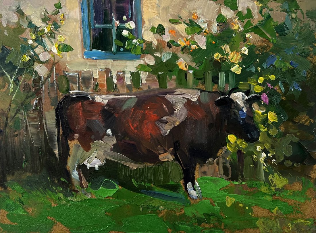 Oil painting A cow near the house Yuriy Suprunchuk - 3