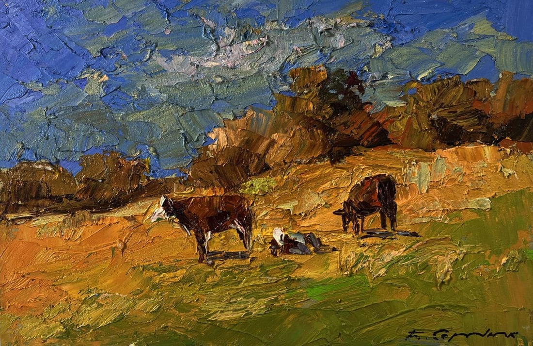 Oil painting Cows on the hill Boris Serdyuk - 3