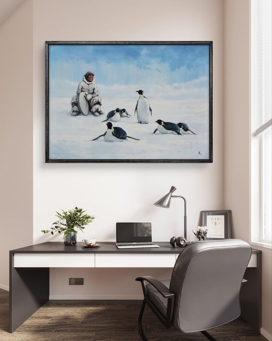Oil painting Penguins and man Oleg Kateryniuk - 2
