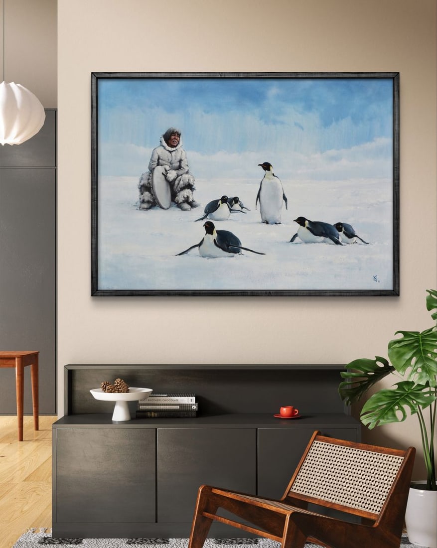 Oil painting Penguins and man Oleg Kateryniuk - 3