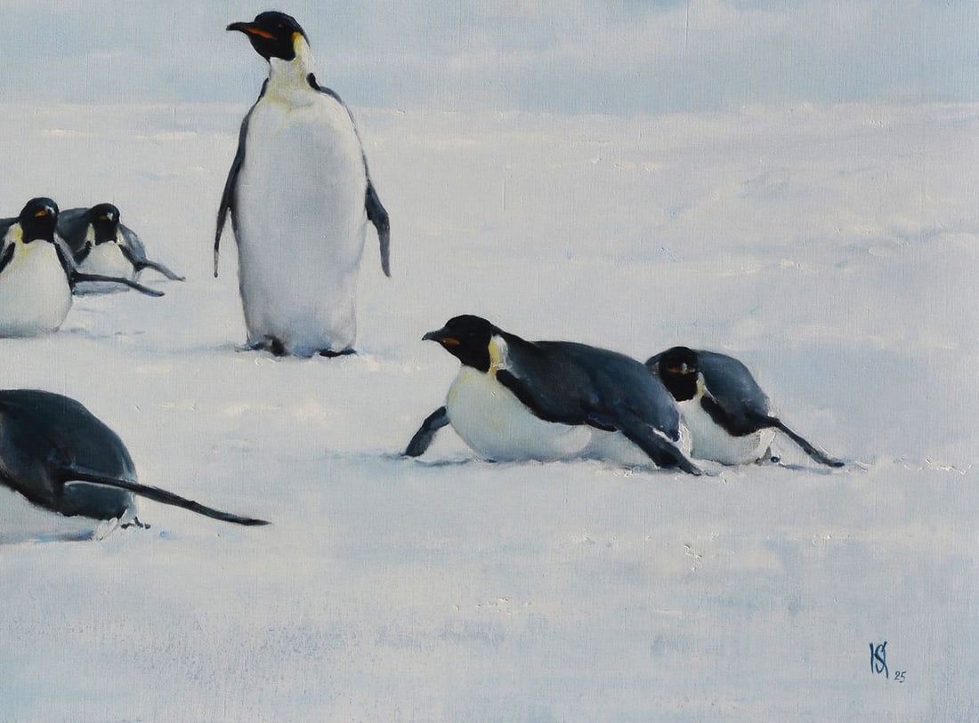 Oil painting Penguins and man Oleg Kateryniuk - 4